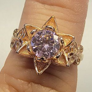 Fashion Pink Stone Flower Ring
